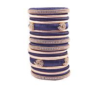 CRAFT LOVE Rhinestone Dual Colour Silk Thread Bangles Set, Handmade Silk Thread Bangle Set for Women, 2.6, Rhinestone