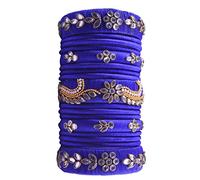 CRAFT LOVE Silk Thread Bangles Kundan Designer Set, Handmade Silk Thread Bangles for Women., 2.10, Silk, Rhinestone