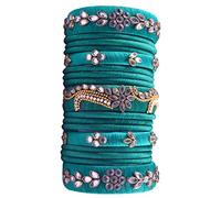 CRAFT LOVE Silk Thread Bangles Kundan Designer Set, Handmade Silk Thread Bangles for Women., 2.8, Rhinestone