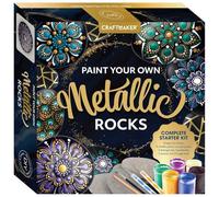 Hinkler - CraftMaker Paint Your Own Metallic Rocks - Rock Painting Complete Starter Kit - Arts and Crafts for Everyone - Gift for Art Lovers - Includes Stones, Metallic Paint and More
