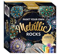 Hinkler - CraftMaker Paint Your Own Metallic Rocks - Rock Painting Complete Starter Kit - Arts and Crafts for Everyone - Gift for Art Lovers - Includes Stones, Metallic Paint and More
