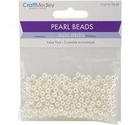 Craft Medley 256 Piece Acrylic Pearl Beads, 5mm, Ivory