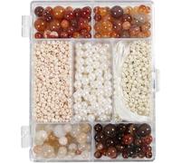 Craft Mix Jewellery, Agates, Size 2,6-10 mm, Hole Size 0,8-1,8 mm, ca. 1480 pc, Assorted Colours, 1 Pack