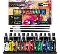 Craft Mode Acrylic paint set 12 12ml Perfect for Canvas, Wood, Ceramic, Rock, Fabric & Crafts. Non-Toxic, Quick Dry & Vibrant Colours. Rich Pigments, Lasting Qualit
