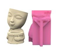 Craft Molds Flowerpot Human with Drum Shaped Concrete Moulds Vase Molds Silicone for Hand-Making Epoxy Resin for Flower Pots