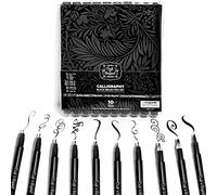 Craft 'n' Beyond Calligraphy Brush Pens Pack of 10 Markers for Hand Lettering, Art Drawing, Sketching, Scrapbooking, Journaling - Beginner Kit with Fadeproof Black Ink