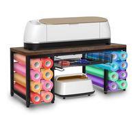 Craft Organizers and Storage with Cricut Machines, Cricut Organizer Stand with 12 Vinyl Roll Holders, Cricut Table Storage for Craft Room