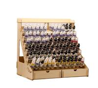 Craft Paint Storage-Modular Wooden Paint Organizer - Holds 105 Bottles of Vallejo Paints, 14 Brushes, 2 Cabinets, and Miniature Stands - Art Tool Storage Rack for Miniature Paint Set