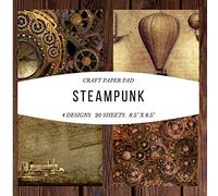 Craft Paper Pad Steampunk 8.5x8.5 Craft Paper, 4 Designs, 20 Sheets: Origami Vintage Flowers Pattern Scrapbooking Cardmaking Craft DIY Die Cuts ... Album for Kids Party Christmas Greeting Cards