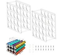Craft Paper Roll Shelf, 2 Pieces Transparent Acrylic Display Holder, 16-Hole Craft Paper Stand - For Organising on the Desk, Art Studio, DIY Workshop and Hobby Room