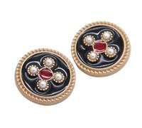 Craft Pearl Buttons,Pearl Buttons, 6 Pcs Fashion Metal Faux Pearl Buttons for Garment Women Sweaters Decorative Large Buttons Sewing Accessories(Black Red,30mm)