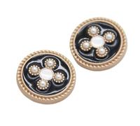 Craft Pearl Buttons,Pearl Buttons, 6 Pcs Fashion Metal Faux Pearl Buttons for Garment Women Sweaters Decorative Large Buttons Sewing Accessories(Black White,30mm)