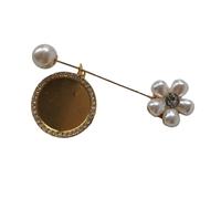 Craft Photo Frame Brooch with Pearls Flower Accent Glass Gemstones Charm Customizable Memorial Jewelry Gift Customizable Memorial Pin