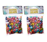 Craft Planet 100 g Wooden Beads Pack, Multi-Colour (Pack of 2)