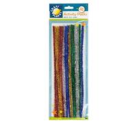 Craft Planet Coloured Pipe Cleaners 300mm 15 Pack 5 Glitter Colours, Long Chenille Stems, Craft Supplies, Wire Pipecleaners, Fluffy Tinsel Wands For Crafts, Crafting Pipes, Autumn, Christmas