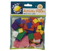 Craft Planet Crafty Foam Shapes, Squares, 75 Pieces, Assorted Colours, Craft Accessories, Card Making Supplies, Coloured Foam Sheets, Modelling, Printing, Paint, Foam Crafts Padding