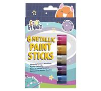 Craft Planet Paint Pens - 6 Kids Washable Paint Sticks In Assorted Metallic Colours - Perfect Paint Option For Kids, Toddlers, Baby, For Finger Painting, Poster Art, Handprints, Crafts & Window Art