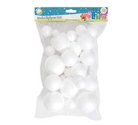Craft Planet Polystyrene Balls 40 Pieces, White, Assorted Sizes, for Arts and Crafts, Kids, Kids, Basic Shapes, Perfect Base, Decoupage, Painting, Bauble-Making