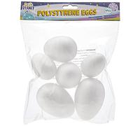 Craft Planet Polystyrene Eggs 6 Pieces, White, Assorted Sizes, Shapes For Arts And Crafts, Basic Polystyrene Shapes, Perfect Base, Decoupage, Easter Painting, Bauble-Making, Art Set Craft Kit Supplies