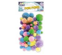 Craft Planet Pom Poms, Pack Of 100 Pastel Assorted Colours, Standard, Loose Fluffy Pompom Balls, DIY Crafting Materials & Supplies, Pompoms Balls For Crafts, Decorations, Christmas, Birthday