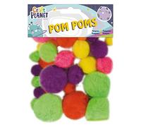 Craft Planet Pom Poms, Pack Of 30 Neon Assorted Colours, Standard, Loose Fluffy Pompom Balls, DIY Crafting Materials & Supplies, Pompoms Balls For Crafts, Decorations, Christmas, Birthday