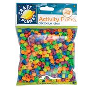 Craft Planet Pony Beads Metallic 500 Pieces 140g, Bright Neon Colours, Pony Jewellery Beads, Bracelet Making, Friendship Bracelets, Crafting Supplies, Art & Craft, Threading Craft Set Supplies