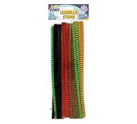 Craft Planet Striped Pipe Cleaners 20 Pack 5 Assorted Colours, Long Chenille Stems, Craft Supplies, Wire Pipecleaners, Fluffy Tinsel Wands For Crafts, Crafting Pipes, Autumn, Christmas