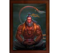 CRAFT QUEST Hanuman Jii Religious Wood Photo Frames with Acrylic glass for Worship/Pooja (Photoframe, Multicolour, 14 X 10 Inch)-, Wall Mount, Rectangular