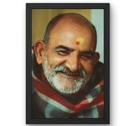 CRAFT QUEST Neem Karoli Baba Graceful Smile Small Photo Frame Size 6.5 X 8.5 Inches (Black)