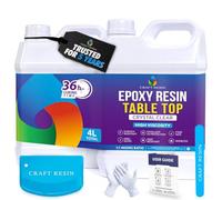 CRAFT RESIN 4L Table Top Epoxy Resin Kit - 1:1 Mix, Crystal Clear & High Gloss, UV Resistant, Self-Levelling, Food Safe Resin Epoxy 2 Part for Countertops, DIY Casting, Wood & Art Coating