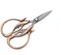 Craft Scissors 1Pc Sewing Scissor Craft Tailor Vintage Cut Art Cross Handicraft Fabric Embroidery Scissors (Color : Red Copper) (Silver and Gold)