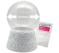 Craft Set DIY Snow Globe with 1 x Snow | Do it Yourself with Glass Ball and Base White Ornaments | Music Box Possible | Height: 140 mm W: 100 mm | 70007 (Ornaments White)