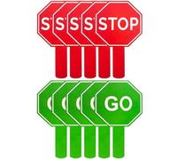 & Craft & Stationery Stop And Go Sign With Handle Double Street Slow Warning Reflective Signs Guard Stop Sign For Guiding Traffic 10PCS (Red, 25X15CM)