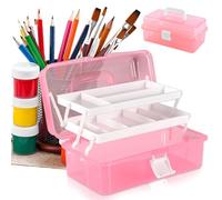 Craft Caddy Plastic Cantilever Box 3 Tray Art & Craft Box for Pencils, Paints, Pastels & Accessories