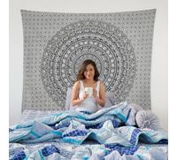 Craft Trade Black & White Mandala Elephant Tapestry, Boho 228x274cm | aesthetic tapestry cotton fabric, pattern brings calming style to yoga spaces, dorms, lounges , living room and room decor