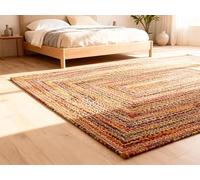 Craft Trade Chindi Jute Area Rug Braided Hand Woven Boho Rag Rug Reversible Colorful Home Decor Farmhouse Carpet Rug for Kitchen Living Room and Bedroom - Rectangle 150x240 cm