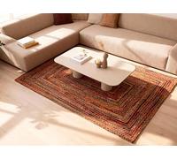 Craft Trade Chindi Jute Area Rug Braided Hand Woven Boho Rag Rug Reversible Colorful Home Decor Farmhouse Carpet Rug for Kitchen Living Room and Bedroom - Rectangle 120x180 cm