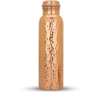 Craft Trade Copper Water Bottle Pure Copper Bottle with Lid Leak Proof BPA Free Hammered Drinking Bottle for Sport Fitness and Yoga - 1 Litre Natural