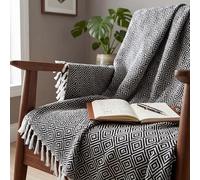 Craft Trade Double Diamond Reversible Sofa Throw Blanket Soft and Warm Blankets for Couch, Sofa and Bed Waffle Textured, Cozy, Fuzzy and Lightweight - Black, 127 x 152 cm