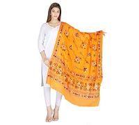 Craft Trade Dupatta for Indian Wear Rajasthani Ethnic Hand Embroidered Mirror Embellished Party Wear Hippie Boho Clothing Bollywood Outfits Clothes - Dark Orange