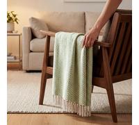 Craft Trade Geometric Diamond Reversible Sofa Throw Blanket Soft and Warm Blankets for Couch, Sofa and Bed Waffle Textured, Cozy, Fuzzy and Lightweight - Light Green, 127 x 152 cm