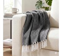 Craft Trade Geometric Diamond Reversible Sofa Throw Blanket Soft and Warm Blankets for Couch, Sofa and Bed Waffle Textured, Cozy, Fuzzy and Lightweight - Black, 127 x 152 cm