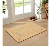 Craft Trade Hand Woven Jute Area Rug 60x90 CM Farmhouse Reversible Braided Farmhouse Living Room Outdoor Kitchen Bedroom Carpet - 24x36 Inch Rectangle