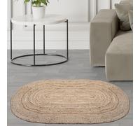 Craft Trade Hand Woven Jute Area Rug Reversible Braided Farmhouse Chic in Living Room Natural Fiber Indoor Outdoor Kitchen Bedroom Sisal Carpet (2x3 ft, Oval)