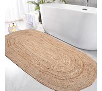 Craft Trade Hand Woven Jute Braided Rug Oval 90X150 CM Natural Handmade Boho Farmhouse Reversible Sisal Area Rug Living Room, Bedroom Farmhouse Carpet - 36x60 Inch