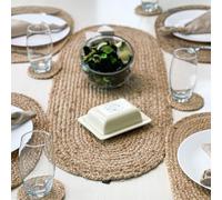 CRAFT TRADE Jute Braided Table Runner Farmhouse Boho Dinner Lunch Runner for Wedding Parties Vintage Dining Oval Natural - 13x36 Inch