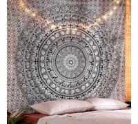 Craft Trade Mandala Elephant Tapestry Black and White Wall Hanging Tapestry Boho Hippie Tapestries for Decor Living Room Yoga Meditation and Bedroom - 228x274 cm