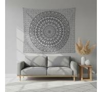 Craft Trade Mandala Elephant Tapestry Black and White Wall Hanging Tapestry Boho Hippie Tapestries for Decor Living Room Yoga Meditation and Bedroom - 137x213 cm