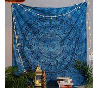 Craft Trade Mandala Elephant Tapestry Blue Wall Hanging Tapestry Boho Hippie Tapestries for Decor Living Room Yoga Meditation and Bedroom - 127x152 cm