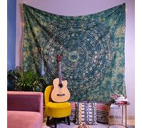 Craft Trade Mandala Elephant Tapestry Green Wall Hanging Tapestry Boho Hippie Tapestries for Decor Living Room Yoga Meditation and Bedroom - 228x274 cm